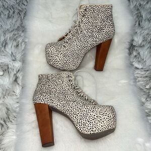 Jeffrey Campbell Havana Lita Calf Hair Animal Print Platform Booties 7.5
